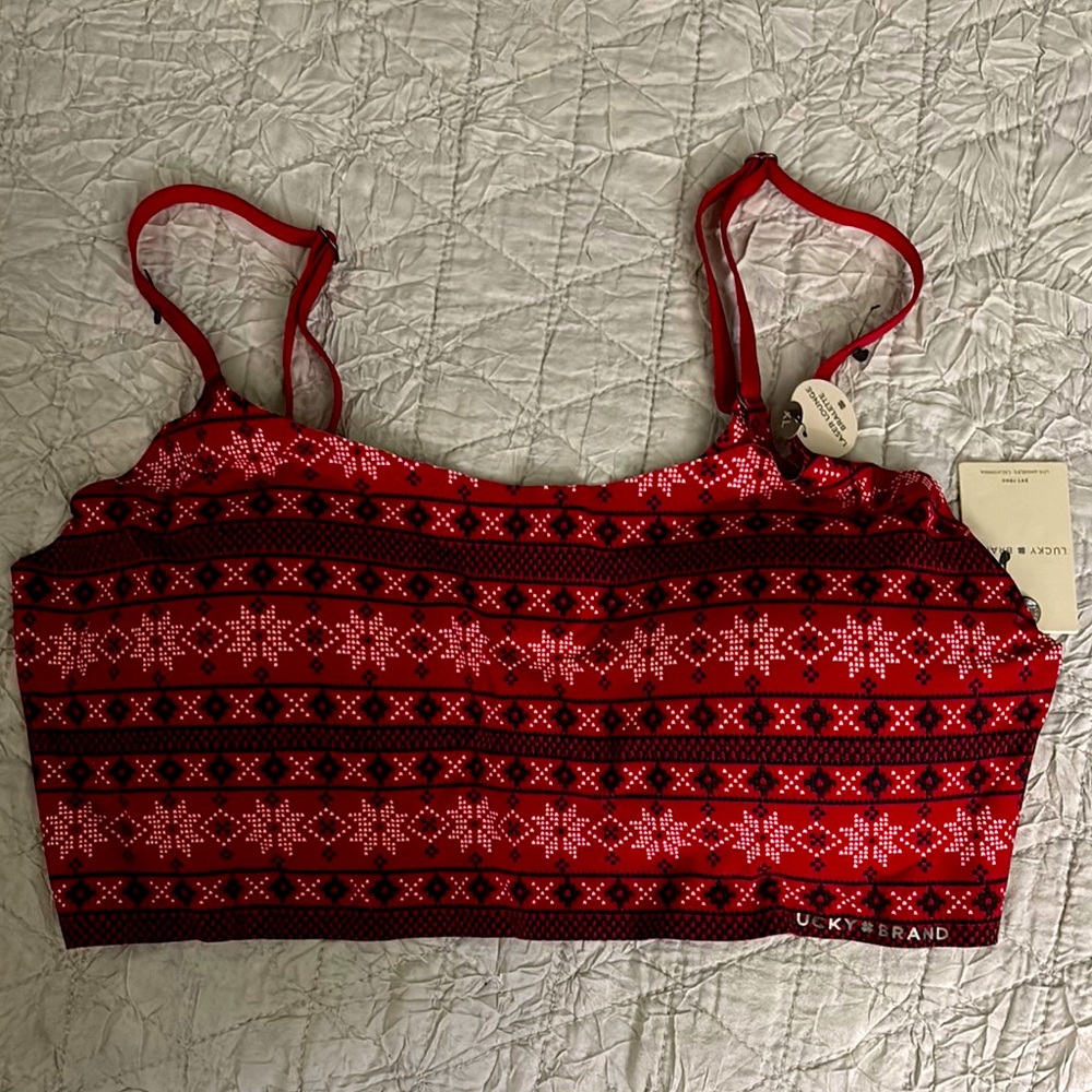 Lucky Brand Red and Black Laser Lounge Bralette